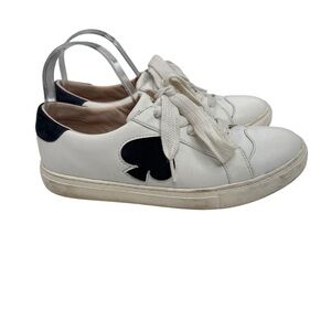 Kate Spade Fez low top leather sneaker trainer black spade logo accent size 9